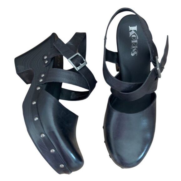 Korks Abloom black‎ studded strappy clog size 9.5 - Picture 2 of 8